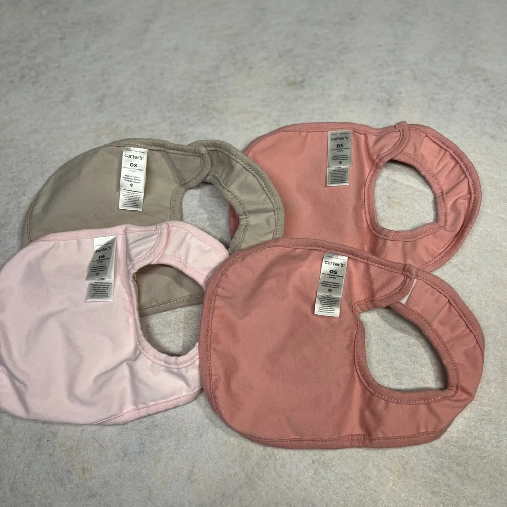 Lot of 4 Carters Baby Girl Floral and Pink Baby Bib Set‎ NWOT